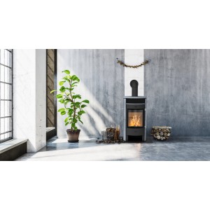 Fireplace Durago Kaminofen, 6 kW, Speckstein, Schwarz. Zeitbrandofen für gemütliche Wärme.