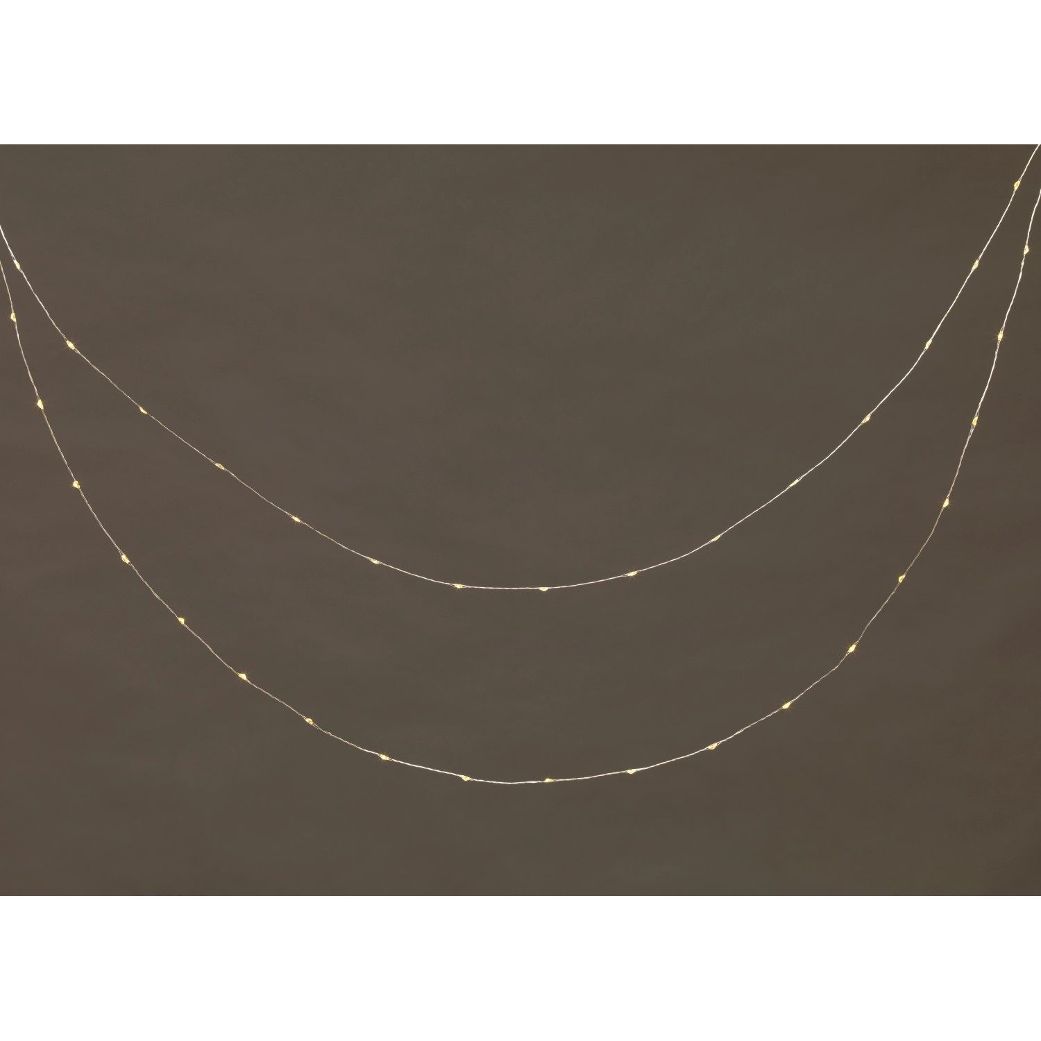 LED-Lichterkette Kupfer mit 160 warmweißen LEDs an Silberdraht, 805 cm lang, für Innen und Außen.