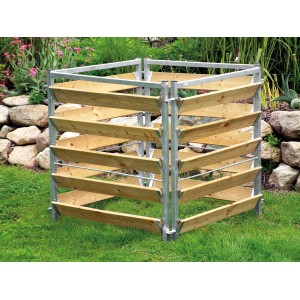 Bellissa Komposter aus Holz und Metall, 100x100x100 cm, für den Garten.