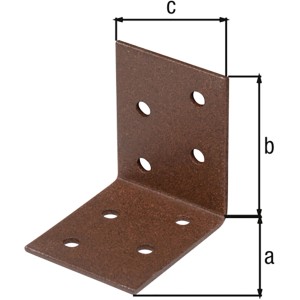 Rostbrauner Alberts Duravis Winkelverbinder 50x50x40 mm, duplexbeschichtet, mit Löchern.