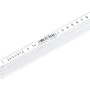 Weißer Kunststoffmaßstab, 2 m, zusammengeklappt. Messwerkzeug mit Zentimeter- und Millimetereinteilung.
