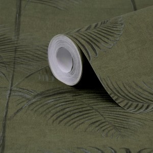 Rolle grüne Vliestapete Palm Deluxe mit Palmenmuster von LOOKS by Wolfgang Joop.