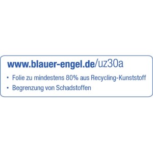 Blauer Engel Zertifikat für COMPO BIO Garten-Pflanzerde: Folie aus Recycling-Kunststoff, schadstoffarm.