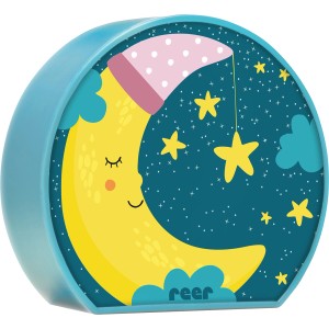 Reer Nachtlicht MyBabyLight Mond, blau mit Mond-Motiv für Babys und Kinder.