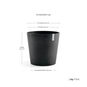 Ecopots Pflanztopf Amsterdam Dunkelgrau 50 cm
