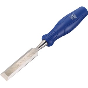 LUX Stechbeitel Classic, 20 mm Klingenbreite, mit blauem Kunststoffgriff für Holzbearbeitung.