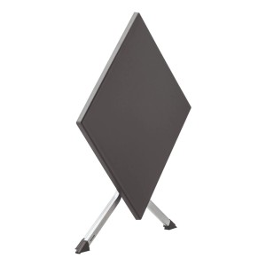 Zusammengeklappter Kettler Klapptisch Boulevard, 80x80 cm, silber-anthrazit. Gartentisch platzsparend verstaut.