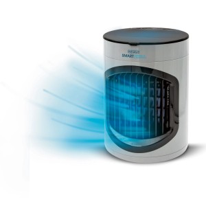 Livington SmartChill Klimagerät in Weiß mit blauem Luftstrom.