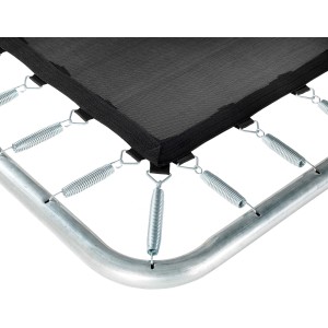 Detailaufnahme Bodentrampolin Silhouette Sports, 214x305 cm, schwarz, mit Federn.