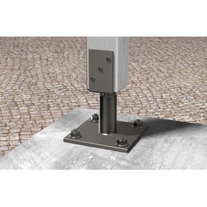 Fischer Bolzenanker FBN II 8/10 im Einsatz: Befestigung einer Holzkonstruktion auf Beton.