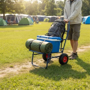 Relaxdays Transportwagen Stahl Blau Klappbar 102 cm x 50 cm x 37 cm 80 kg