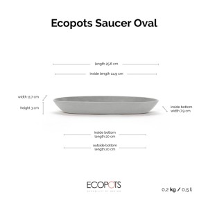 Ecopots Untersetzer Sofia oval Weißgrau 26 cm