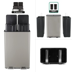 Spirella Kosmetikeimer Aliya, 2x30L, Taupe matt, mit 2 Fächern zur Mülltrennung.