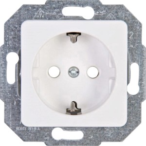 Kopp Steckdose Europa, 1-fach, Arktisweiß, mit erhöhtem Berührungsschutz.