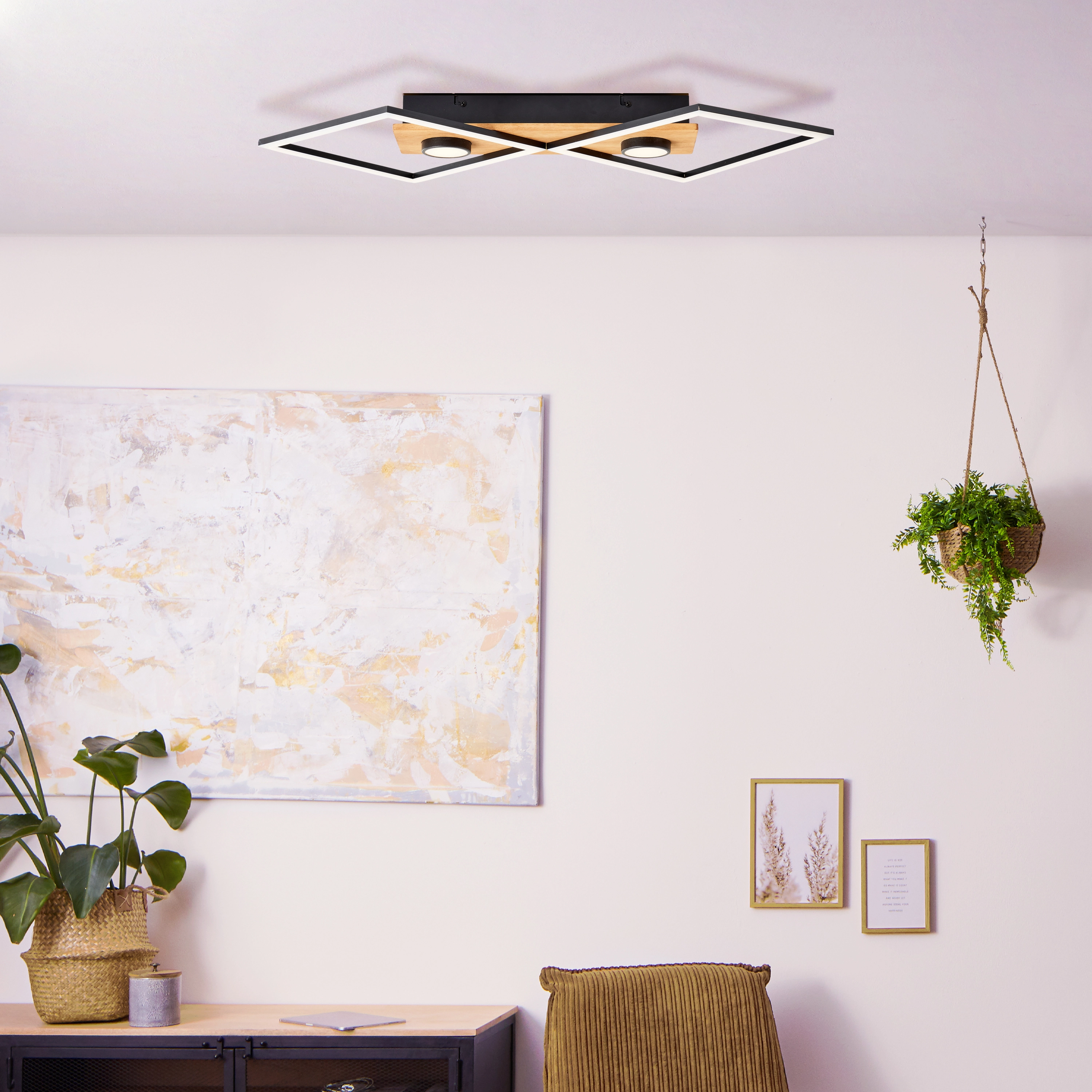 Brilliant LED-Deckenleuchte Woodbridge 2-flammig Holz und Schwarz kaufen  bei OBI | Deckenstrahler