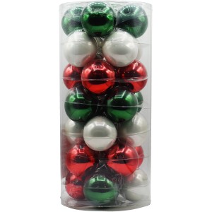 Vitbis Weihnachtskugel-Set 28-teilig Ø 6 cm Perlweiß, Rot und Tannengrün