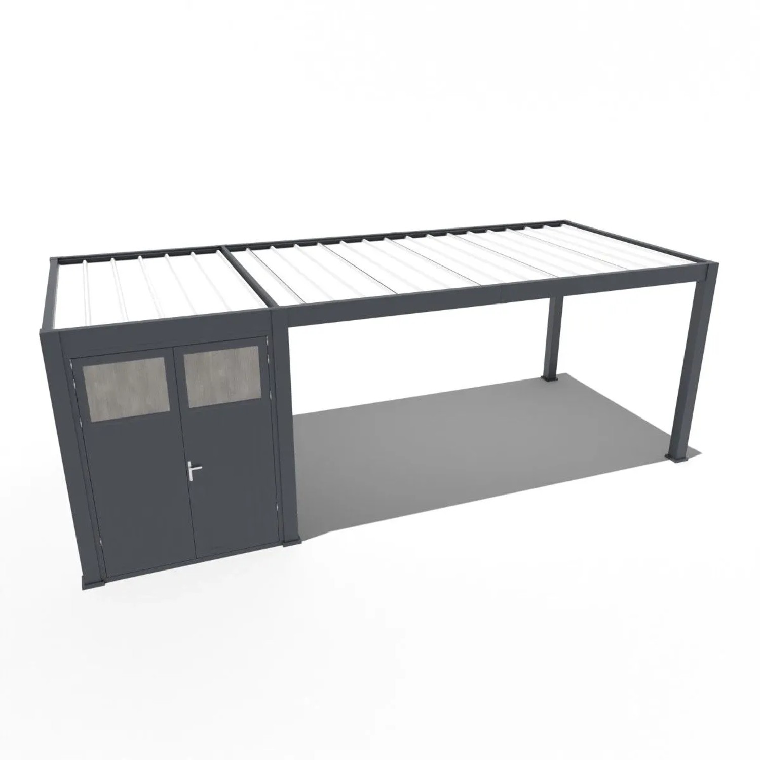 WeideㅤCarport mit Schuppen aus Aluminium | 3 x 7,2 M | Garage anthrazitㅤ_2