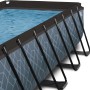 Grauer EXIT Stone Pool 540x250x122cm mit Stahlrahmen, Filterpumpe und Steinmuster.