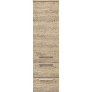 Posseik Bad-Hochschrank in Eiche, 120 cm hoch mit 3 Schubladen und Softclose.