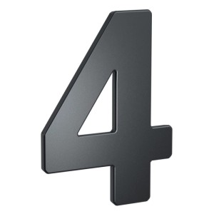 Hausnummer 4, Stahl Anthrazit, Basi HN 160. Modernes Design für die Hausfassade.