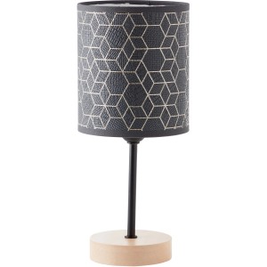 Schwarze Tischlampe Galance, 31 cm hoch, mit gemustertem Lampenschirm. Leselampe für Wohnzimmer.