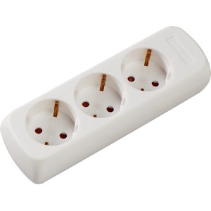 Weiße 3-fach Steckdosenleiste ohne Zuleitung für den Innenbereich.