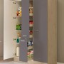 Flex-Well Apothekerhochschrank Morena 30 cm, Basaltgrau matt/San Remo Eiche, offen mit Auszügen und Ablagen.