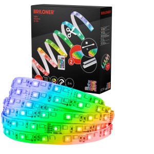 Briloner LED-Band Starter-Set RGB/W mit Fernbedienung, 2 m. LED-Streifen mit Farbwechsel.