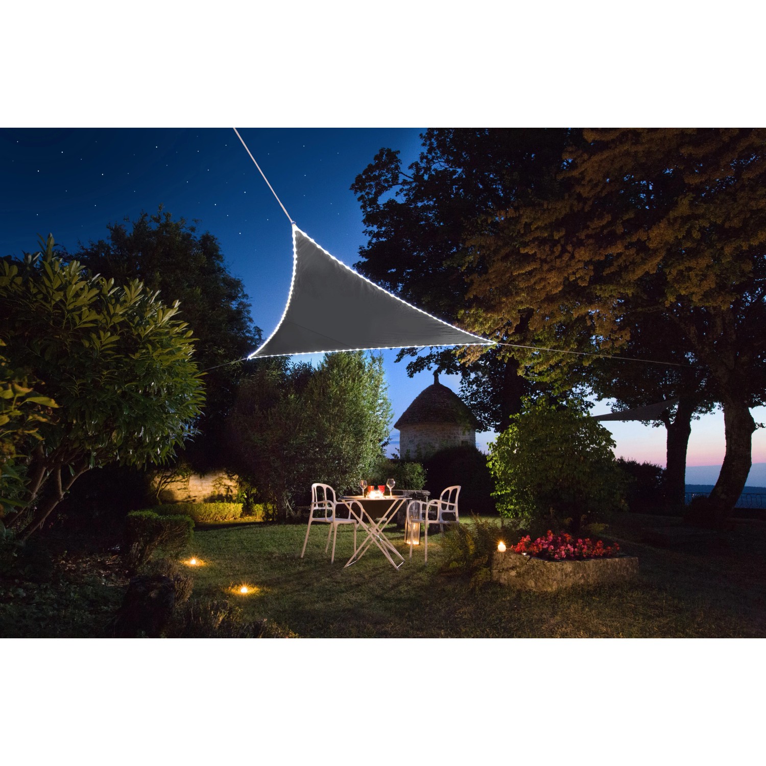 Perel Sonnensegel mit LED-Beleuchtung Dreieckig 3,6 m x 3,6 m x 3,6 m  Anthrazit kaufen bei OBI