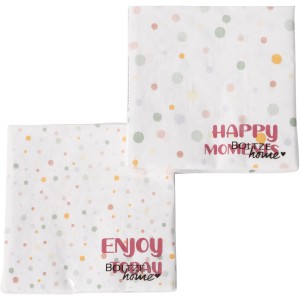 Boltze Servietten Blümi, 20 Stück, mit bunten Punkten und Schriftzug.