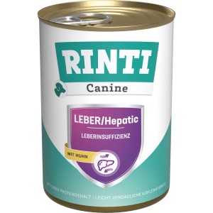 Rinti Canine Leber/Hepatic Hundenassfutter, 400g Dose für Hunde mit Leberinsuffizienz.