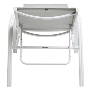 Detailansicht der weißen/grauen LiegeBASIC PLUS Sonnenliege mit Aluminiumgestell von Kettler.