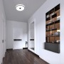 Moderne LED-Deckenleuchte Block von Briloner mit schwarzen Ringen, neutralweißes Licht, Durchmesser 38 cm.