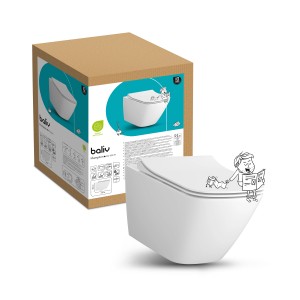 baliv Wand-WC-Set Hampton, Tiefspüler, spülrandlos, weiß, mit Verpackung.