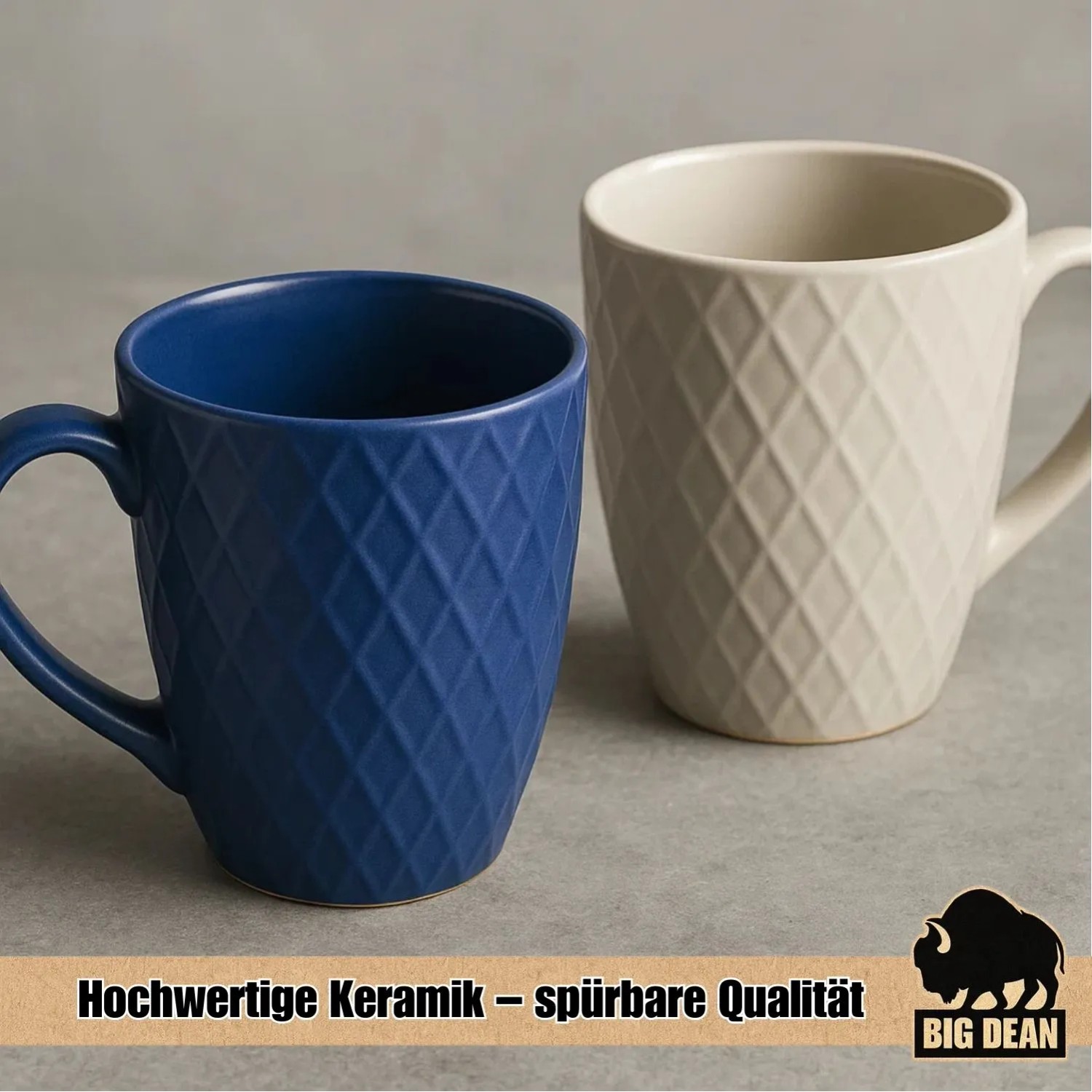 BigDean 6 Stück Kaffeetassen 400ml Matt Kaffeebecher Keramik Hochwertiges Kaffeetassen Set Modernes Tassen Set in Geschenkbox kaufen bei OBI