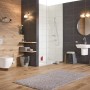 Modernes Bad mit Grohe Euro Keramik Waschbecken 65 cm in Alpinweiß.