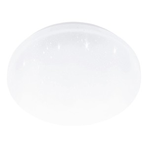 Runde Eglo LED-Deckenleuchte Pogliola, weiß, Ø 26 cm, mit glitzerndem Sternendekor, IP44 für Bad.