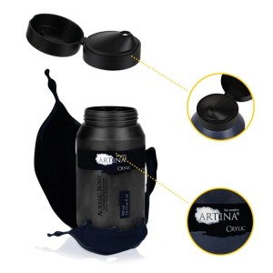 Artina Crylic Acrylfarbe, 500ml, Schwarz. Künstlerfarbe mit hoher Deckkraft und Lichtechtheit.