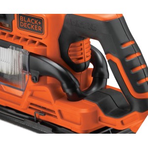 Detailaufnahme Black+Decker Schwingschleifer KA330E, orange/schwarz.