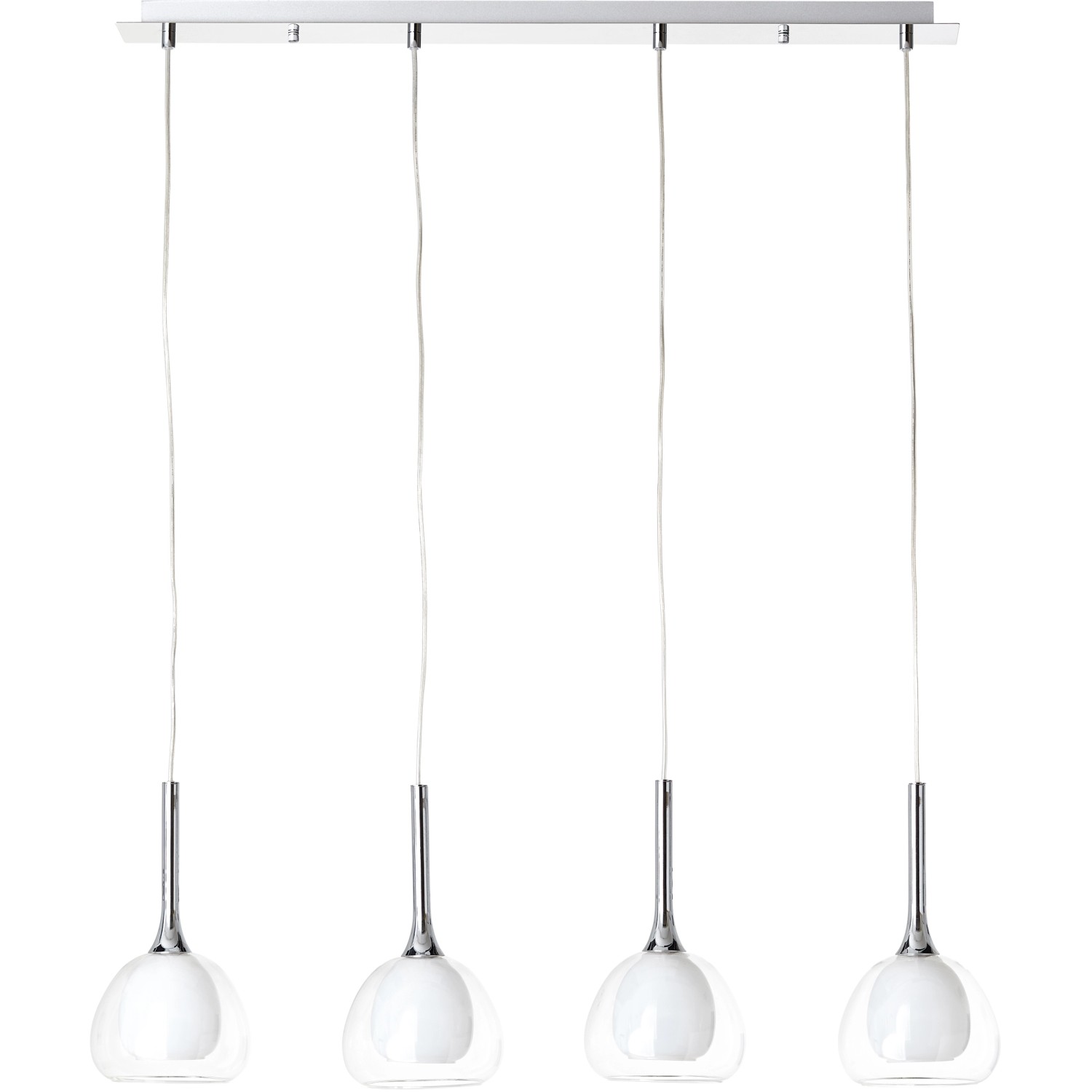 Brilliant Pendelleuchte Hadan, 4-flammig, Chrom/Weiß-Transparent. Hängelampe für Innenräume.