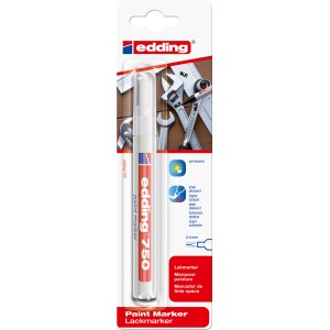 Edding 750 Lackmarker, weiß, 2-4 mm, zum Markieren und Dekorieren von Oberflächen.