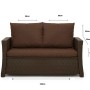 Braunes 2-Sitzer Gartensofa mit Kissen Setgarden Mix-Techno für Polyrattan Möbel.