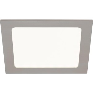 Quadratische Briloner LED-Einbauleuchte in Nickel matt, 17x17 cm.