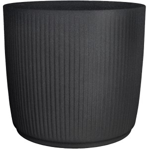 Schwarzer Scheurich Pflanzkübel Linetto, Ø 46,6 cm, mit feinen Rillen für Garten und Balkon.