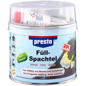 Presto Füllspachtel 1 kg Dose für Lackreparatur und Karosseriereparatur.
