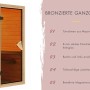 Karibu Sauna Tilda: Tür mit bronziertem Glas und Holzrahmen. Details zur Massivholzsauna.