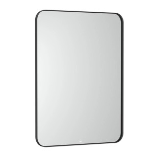 Rechteckiger Roca LED-Spiegel Luna Square mit schwarzem Rahmen, 80x60 cm.