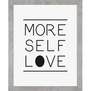 MDF-Bilderrahmen Yellowstone, Beton Hellgrau, 40x50 cm, mit Schriftzug 'More Self Love'.