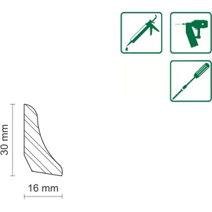 FN Neuhofer Sockelleiste Buche gedämpft, lackiert, 30x16x2400 mm, Montagearten