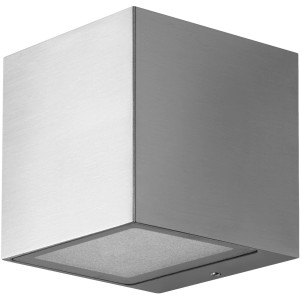 Ledvance Smart+ Brick Multicolor Außenwandleuchte, silberfarben, würfelförmig.